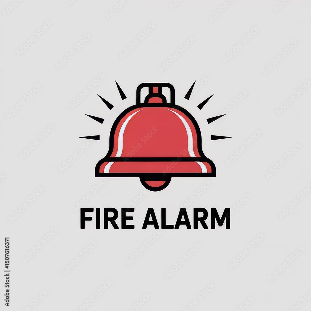 Fototapeta premium Emergency Fire Alarm Bell: Effective Safety, Warning & Notification System – Red Alert Icon for Home Safety & Public Protection