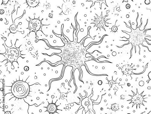 Neurons activating across multiple pathways, vector illustration art