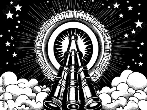 Peace symbol juxtaposed with artillery, vector illustration art
