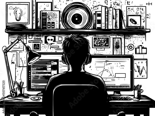 Predictive defense against digital attacks, vector illustration art