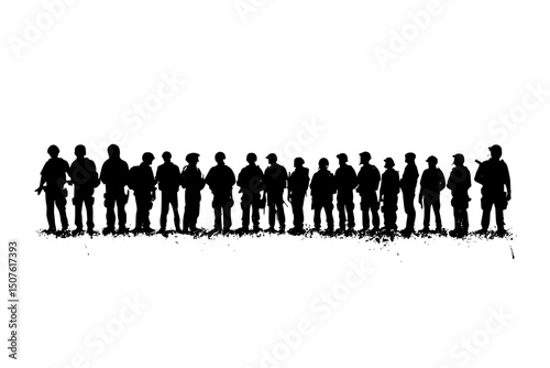 Protesters facing line of authorities, vector illustration