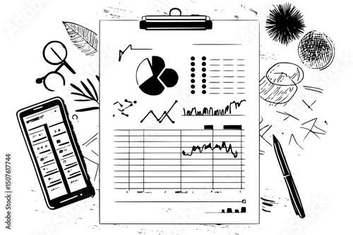 Revenue tracking spreadsheet, vector design