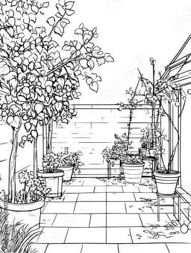 Rooftop garden providing urban vegetables, vector illustration art