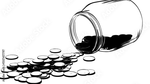 Savings jar approaching goal mark, vector illustration