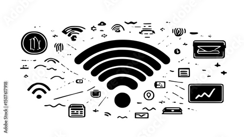 Secure wifi network for banking, vector design