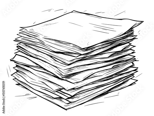Stack of papers awaiting signature, vector illustration