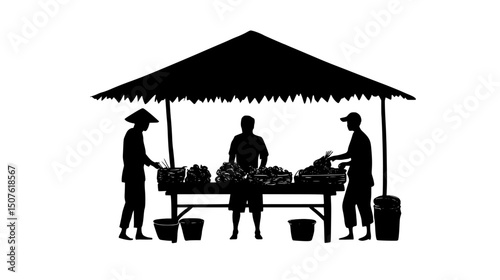 Trade agreements affecting local market vendors, vector illustration