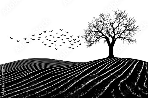 Traditional fields replaced by imports, vector illustration art