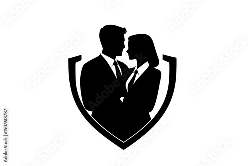 Trust protecting assets for beneficiaries, black vector graphic