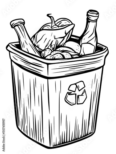 Waste converted to useful byproducts, vector graphic