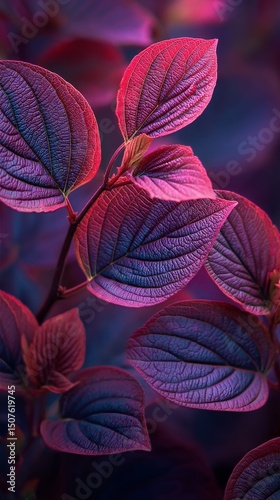 Colorful Leaves Illuminated by Soft Light in a Natural Environment During Twi...