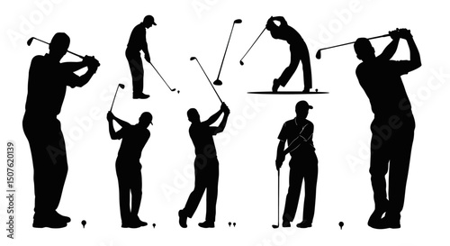 Golf Swing Silhouettes A Collection of Diverse Golfing Poses