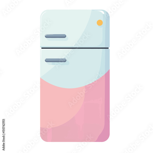 Colorful retro refrigerator design with a modern pastel aesthetic, featuring soft pink and blue colors, perfect for kitchen decor, concept of home appliance or interior design