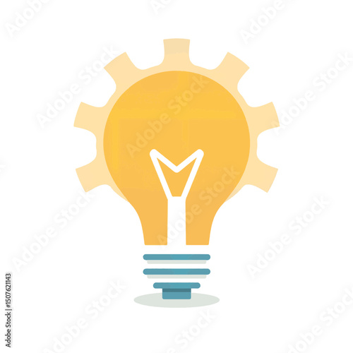 Creative gear light bulb illustration representing innovation and construction against a white background, renovation concept of design or engineering firm