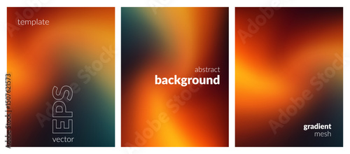 Abstract liquid background set. Gradient mesh. Effect bright color blend. Blurred fluid colorful mix. Modern design template for web covers, ad banners, posters, brochures, flyers. Vector image EPS