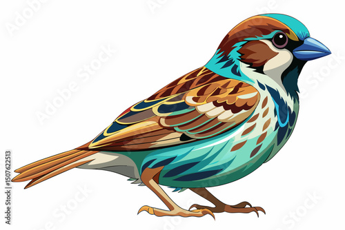 Funny Sparrow isolated on white background
