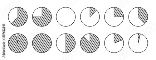 pie chart template illustration flat vector icon. editable, stroke pie chart. parts of the whole concept