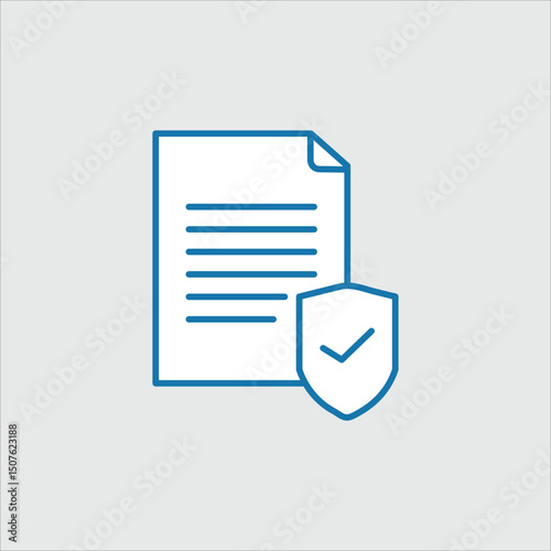 Secure document file with shield check mark icon for data protection and privacy compliance concept design