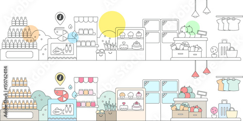 Supermarket shelves and product image background