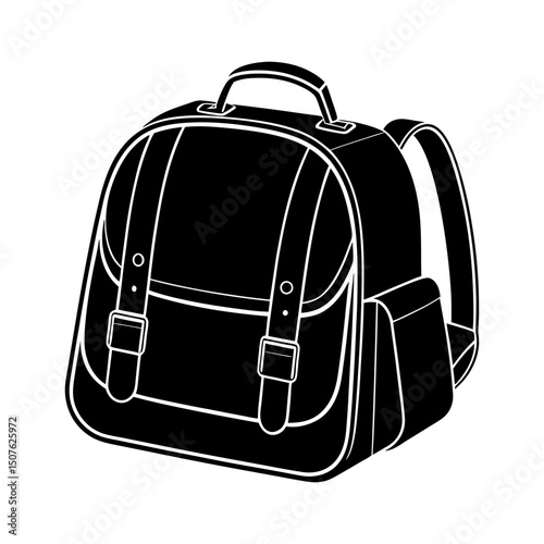 create a school bag isolated vector art silhouette