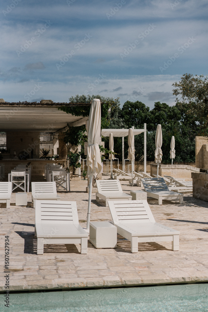 Fototapeta premium swimming pool in the luxury resort with olive trees