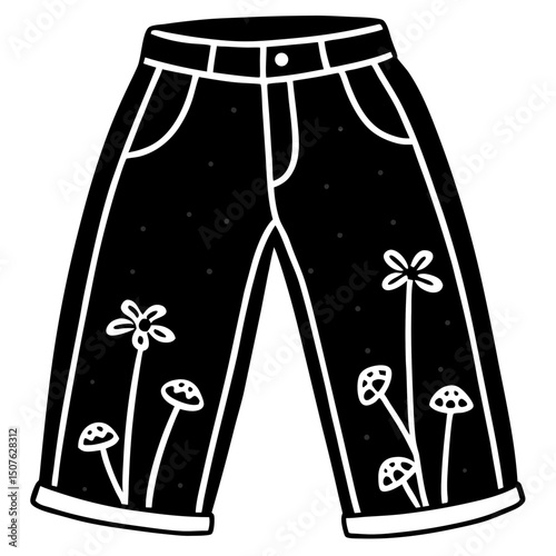 Vintage Corduroy Pants with Embroidered Mushrooms