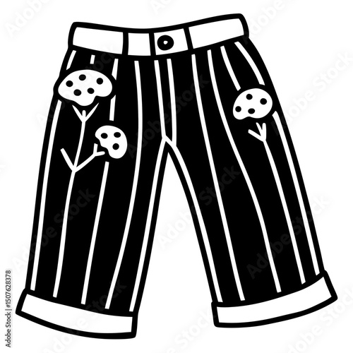 Vintage Corduroy Pants with Embroidered Mushrooms