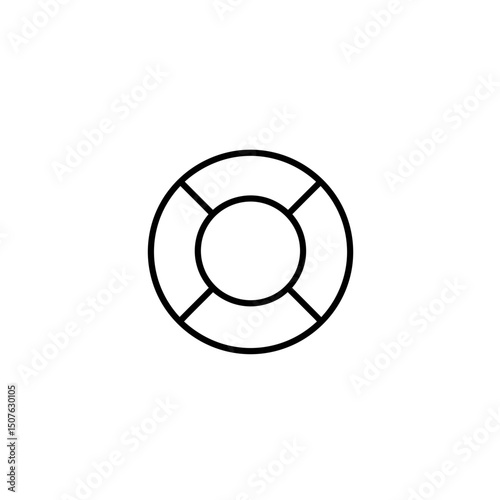 Simple outline of a lifebuoy icon in black and white style  