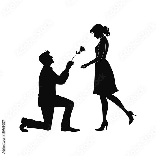 create a silhouette illustration of a man propose