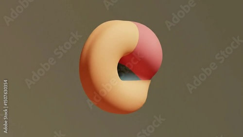 Abstract 3D Render  Curved Forms in Peach and Coral Hues