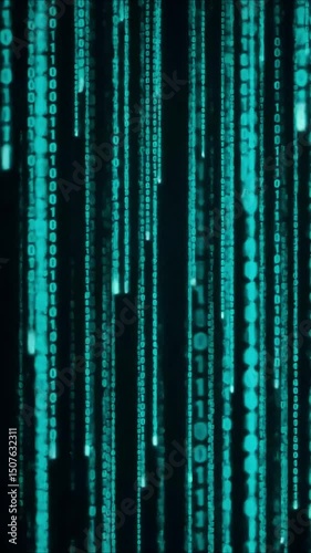 Abstract Teal Digital Rain Background Futuristic Tech Wallpaper