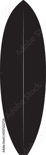 Surfboard Silhouette Vector Illustration on Transparent Background
