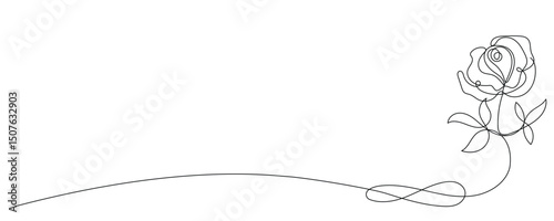 Wallpaper Mural Line Art Flower Doodle Curved Symbol. Graphic Continuous Line Floral card Decoration. Abstract Wavy Romantic Flower Plant Blossom Petal. Greeting Wedding Card Element. One Continuous Sketch Outline	 Torontodigital.ca
