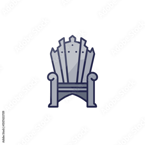 Ornate throne chair illustration. Minimalistic vector icon, linear gradient on transparent background. Modern flat design style for interfaces and web design on the theme of the Middle Ages.