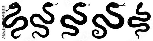 Wallpaper Mural PNG Stylized snake silhouette designs, element set on transparent background Torontodigital.ca