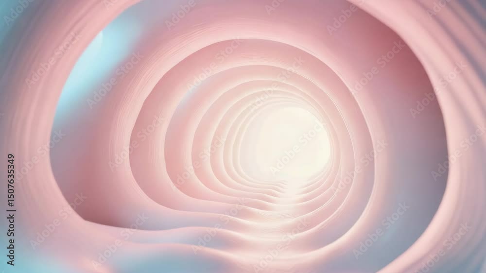 Abstract tunnel with soft curves and gradient light in pastel colors  