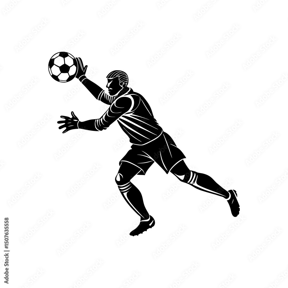 Naklejka premium create a soccer goalkeeper saving a ball silhouette