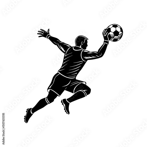 create a soccer goalkeeper saving a ball silhouette
