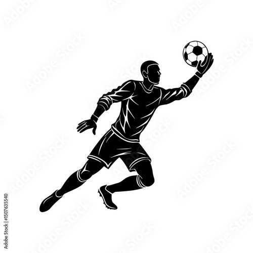 create a soccer goalkeeper saving a ball silhouette
