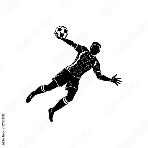 create a soccer goalkeeper saving a ball silhouette
