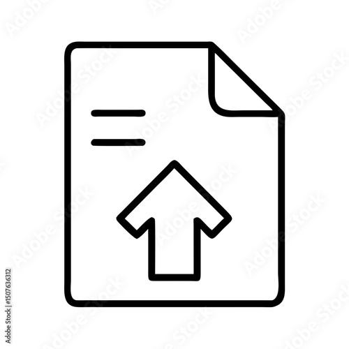 Line art document with upload arrow symbol on a flat background  