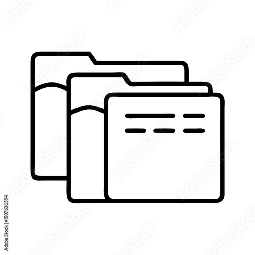 Line art illustration of three folders stacked together  