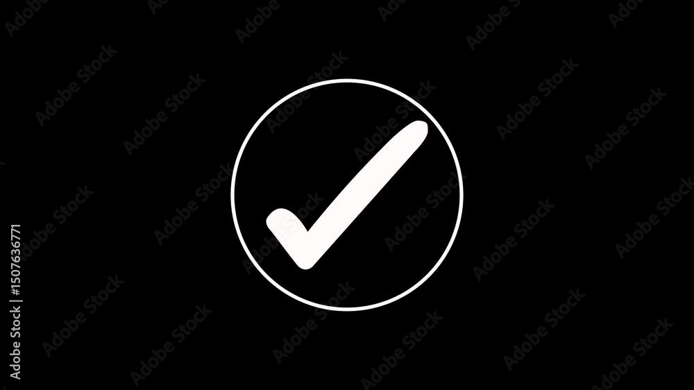 Modern Flat Design Check Mark Symbol Animation for UI Feedback, Success Message, or Notification Modern Flat Design Check Mark Symbol Animation for UI Feedback, Success Message, or Notification