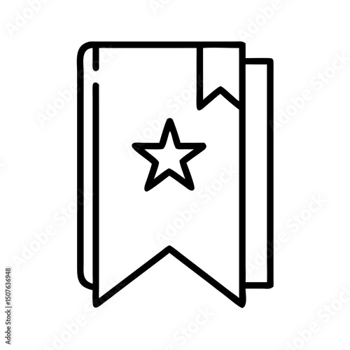 Line art book with bookmark and star emblem on cover  