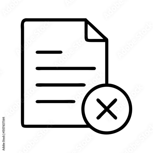 Icon of document with rejection symbol in minimal line style  