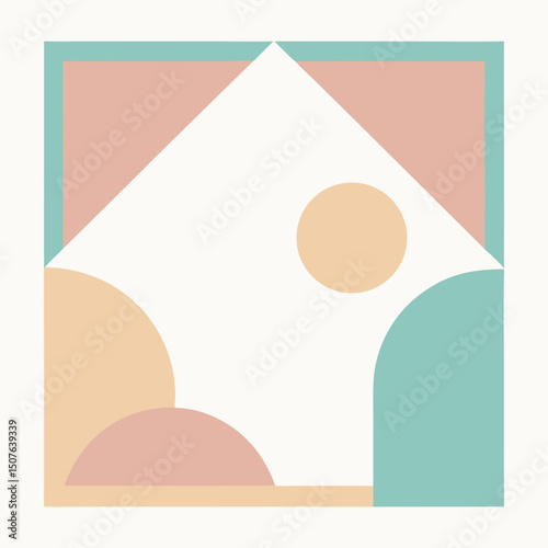 Geometric Abstract Art Pastel Color Minimalist Vector Illustration