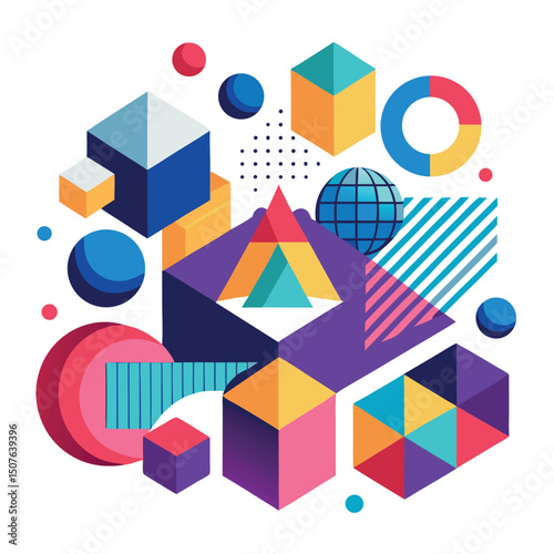 Abstract Geometric Shapes Illustration Modern Colorful Design