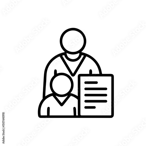 Adult and child reviewing college documents together in a classroom setting  