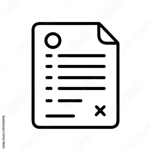 Simple document with checklist and cross mark for preparing college documents  