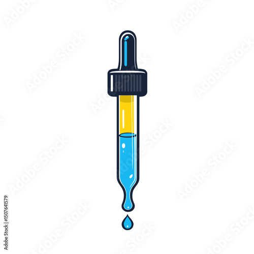 Pipette dropper icon design featuring a colorful bulb and liquid, perfect for laboratory and medical applications